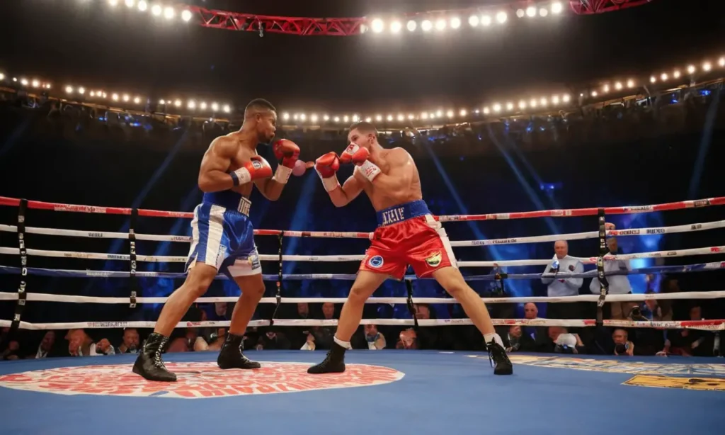 Ring de boxe avec combattants en action