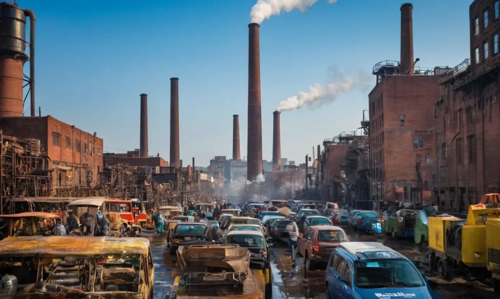 Une ville industrielle animée et polluée