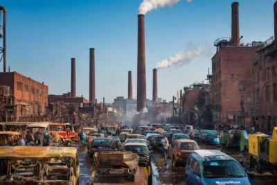 Une ville industrielle animée et polluée