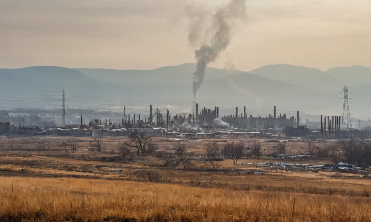 Pollution industrielle crée un paysage dégradé