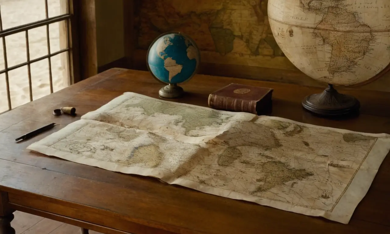 Une ancienne carte nautique sur une table