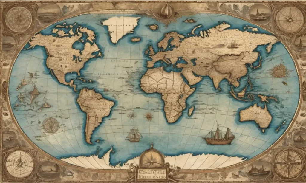 Carte ancienne riche en détails maritimes