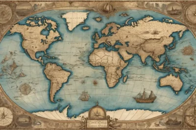 Carte ancienne riche en détails maritimes