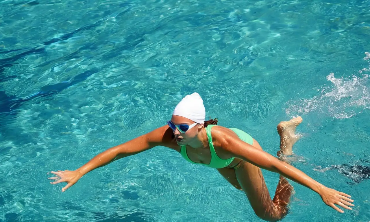 Compétition de natation sous un soleil radieux