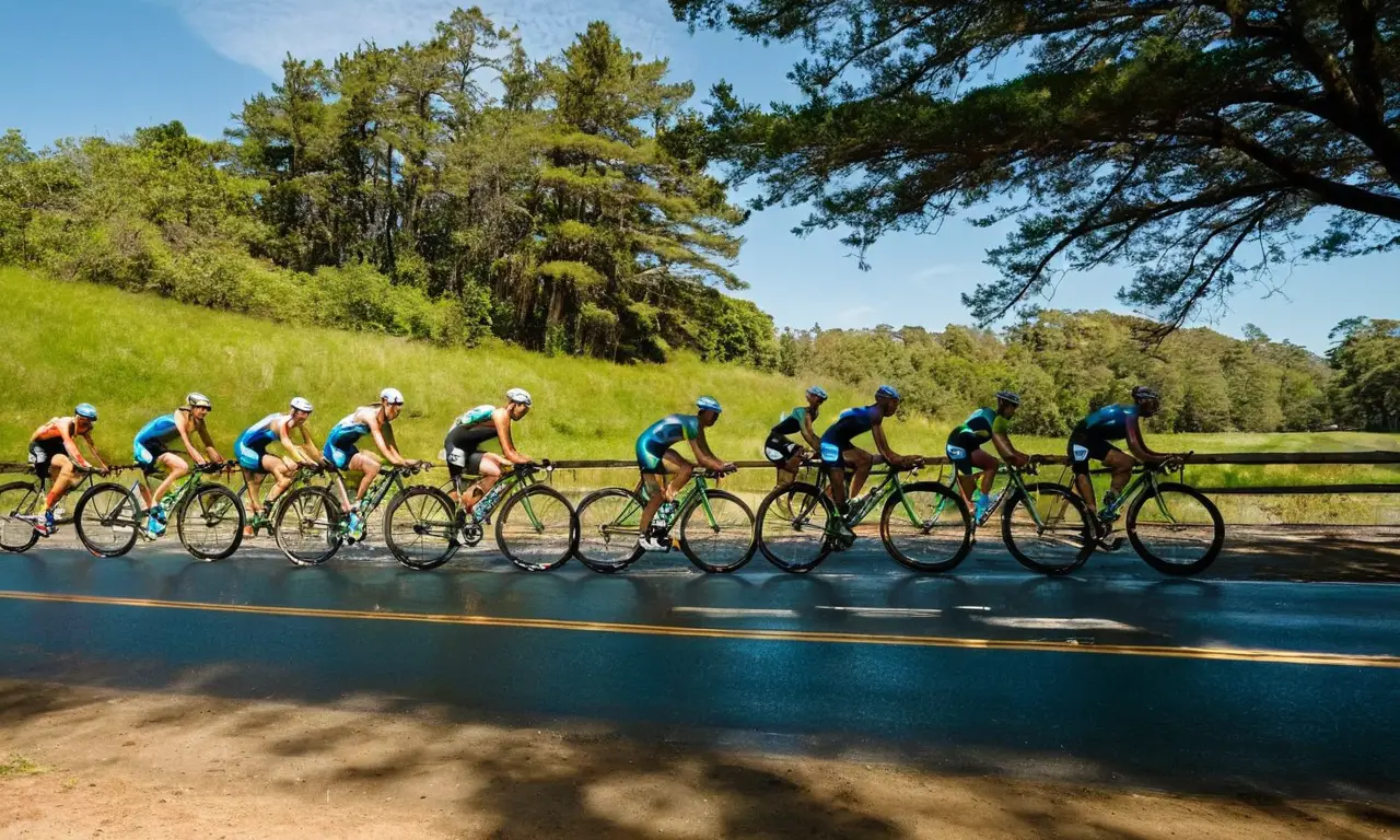 Triathlon animé sous un ciel ensoleillé