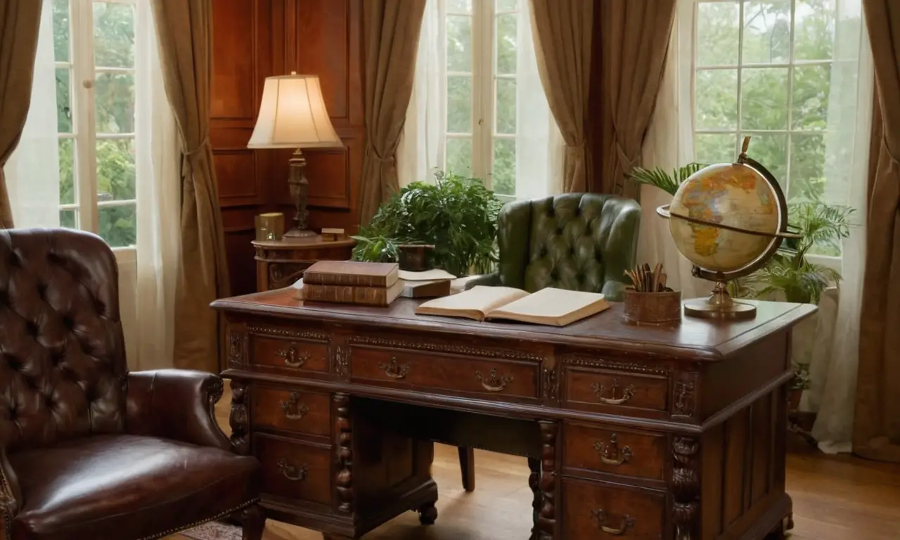 Bureau élégant avec livres et lumière douce