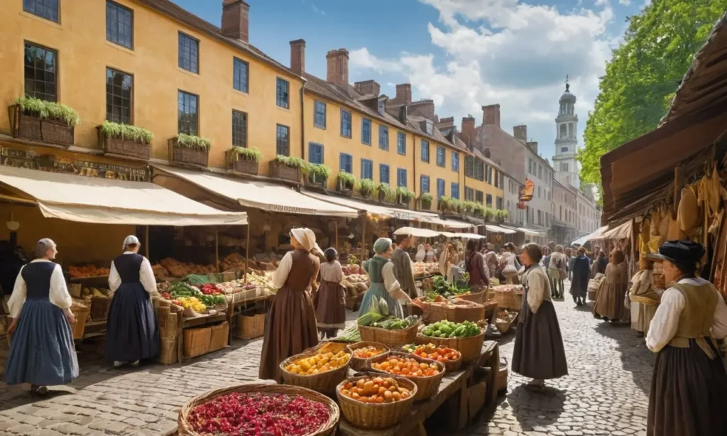 Scène de marché animé du XVIIIe siècle