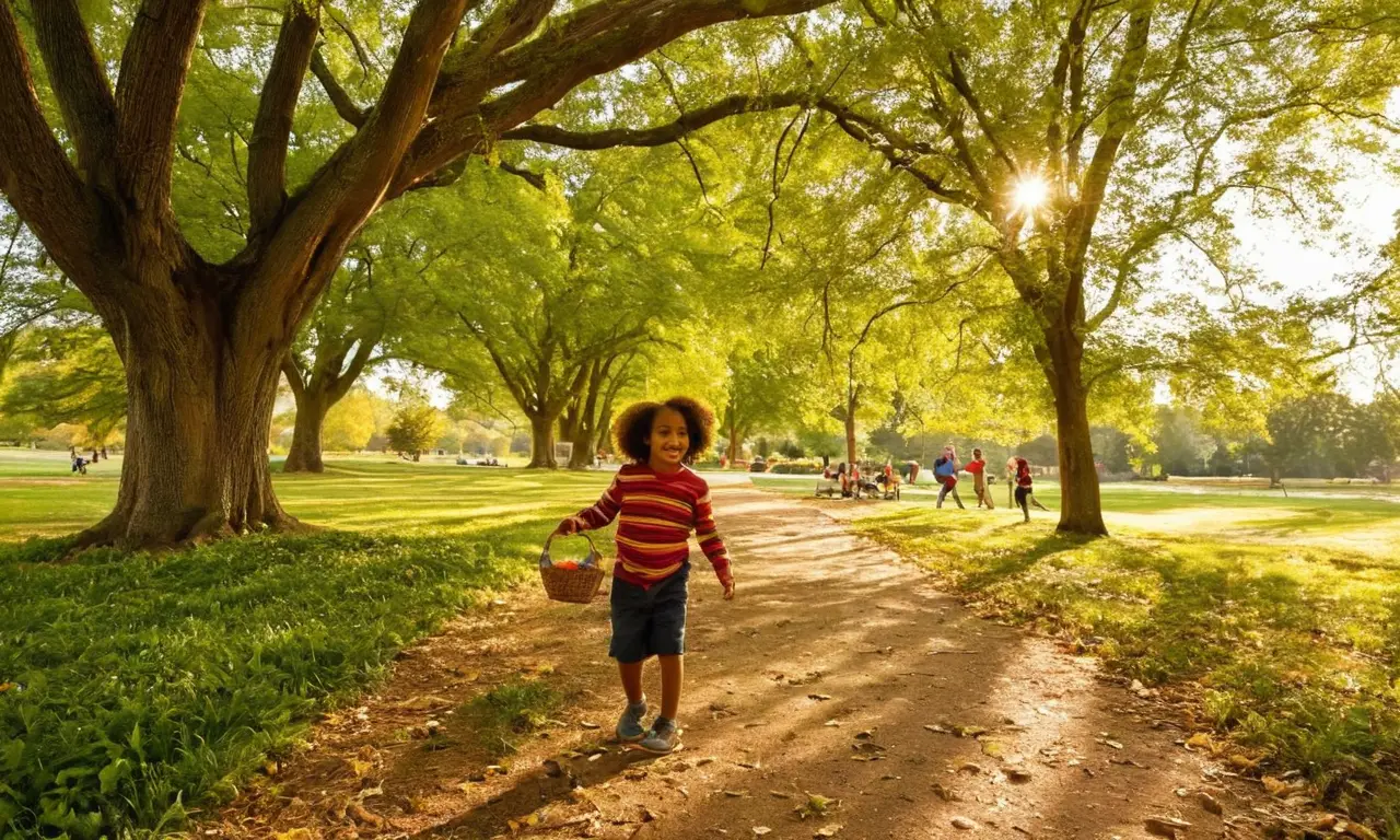 Enfants joyeux jouent dans un parc ensoleillé