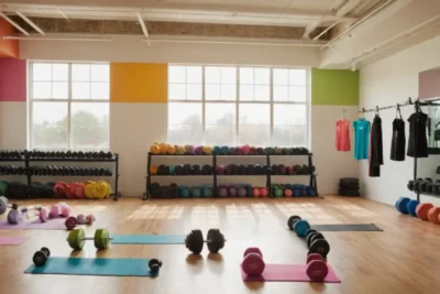 Salle de sport lumineuse et dynamique