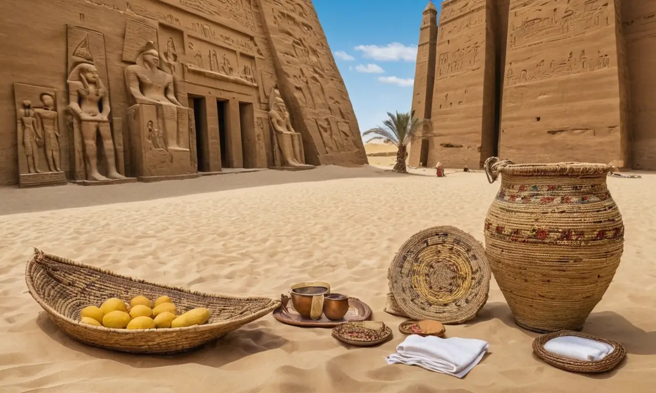 Paysage égyptien ancien, pyramides et dunes dorées