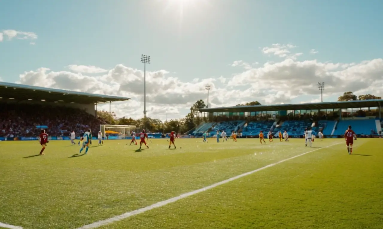 Terrain de foot vibrant avec joueurs concentrés