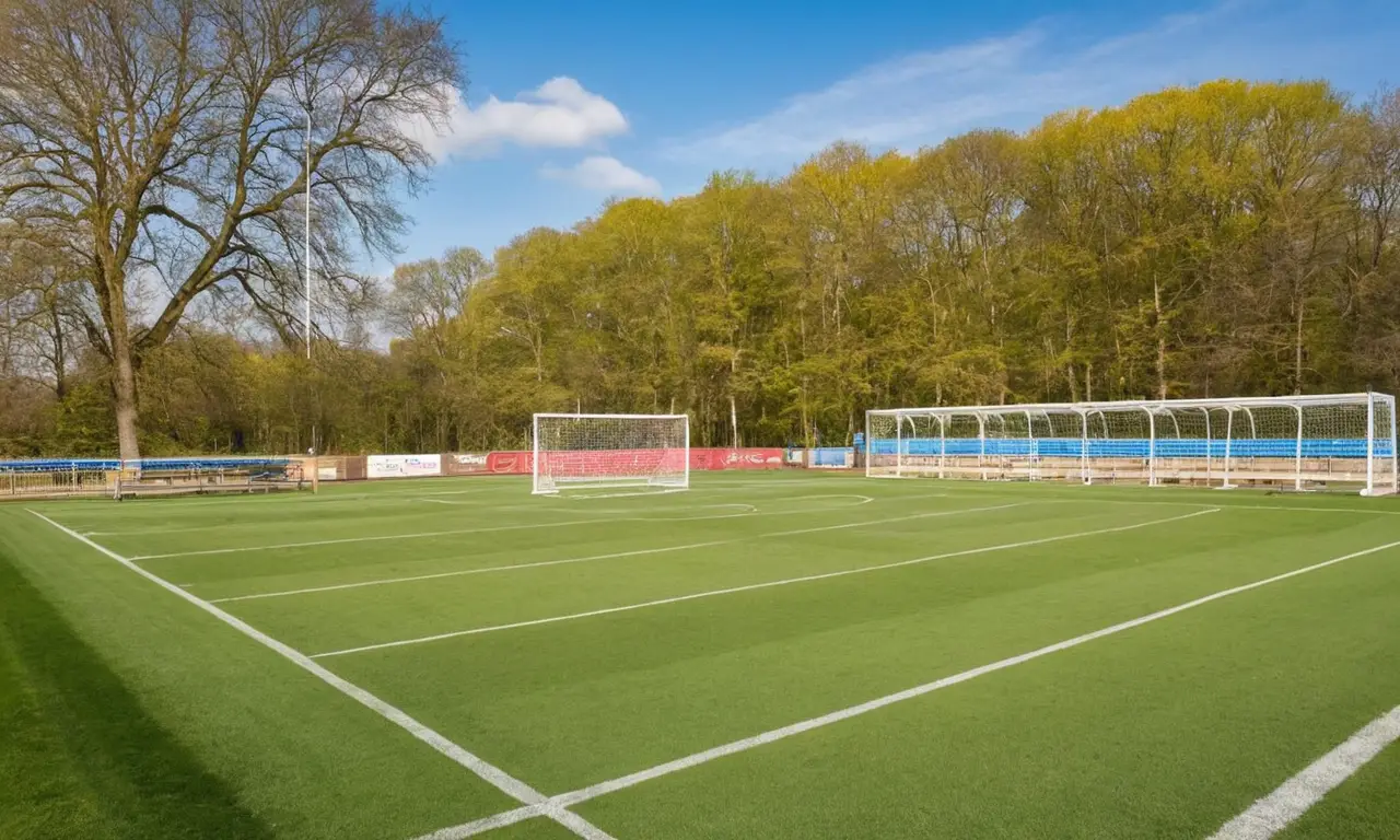 Terrain de football vibrant, joueurs concentrés et enthousiastes