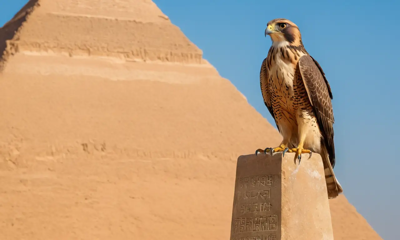 Faucon majestueux sur piédestal égyptien