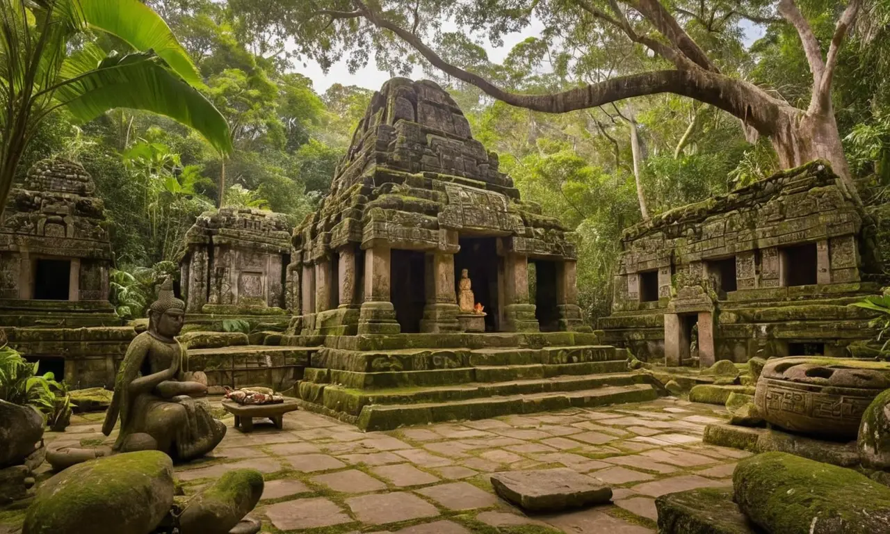 Temple maya ancien dans une jungle luxuriante