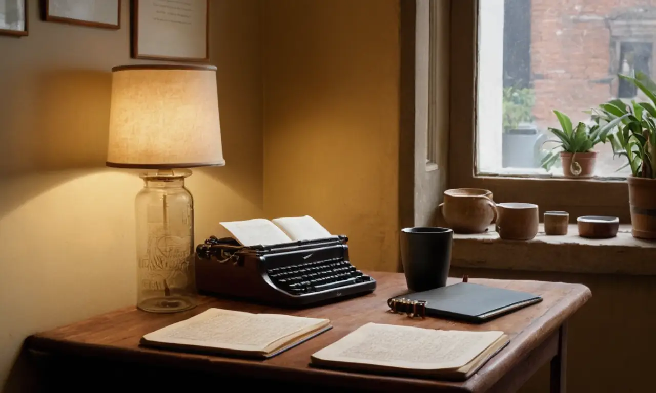 Bureau académique lumineux avec livres et cafés