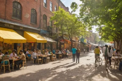 Rue animée pleine de vie et de culture
