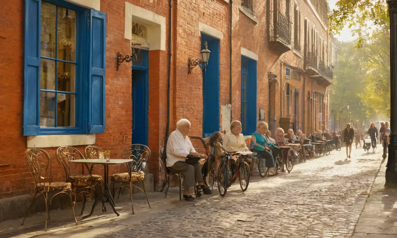 Rue animée pleine de vie et de couleurs