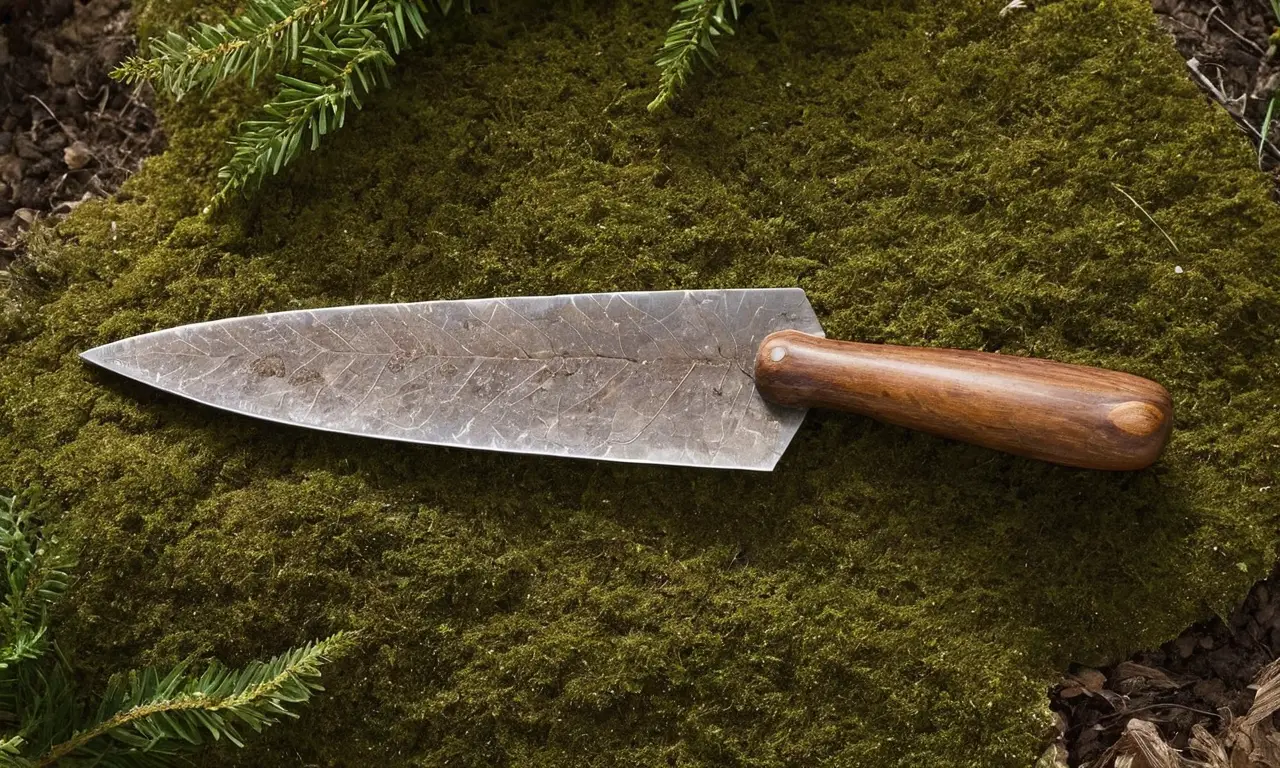 Outil préhistorique sur sol naturel et ensoleillé