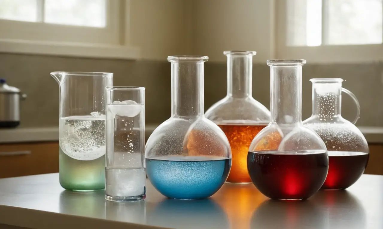 Scène de laboratoire avec différents états de matière