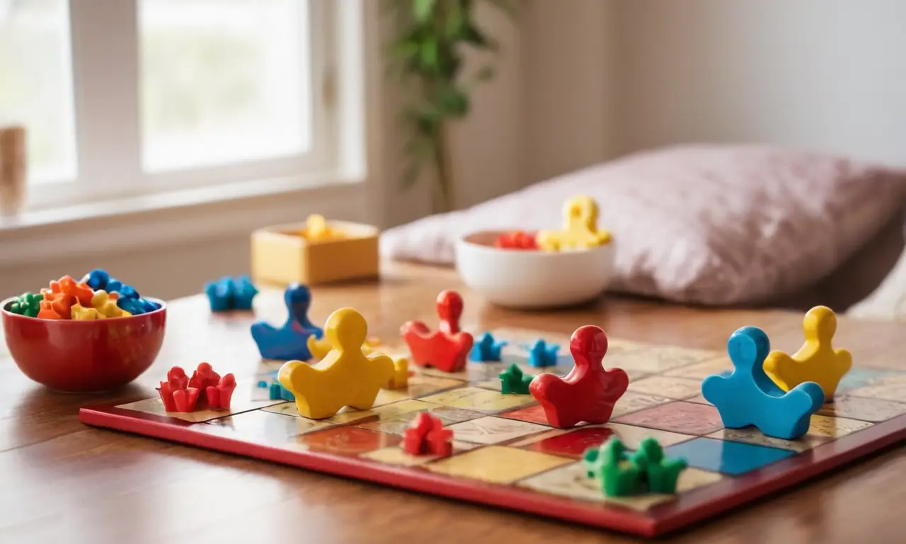 Jeu de société coloré avec players amusés