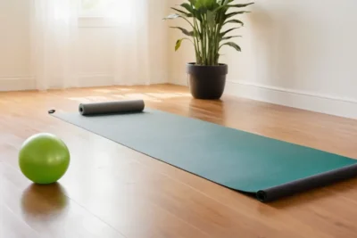 Salon lumineux avec yoga et motivation
