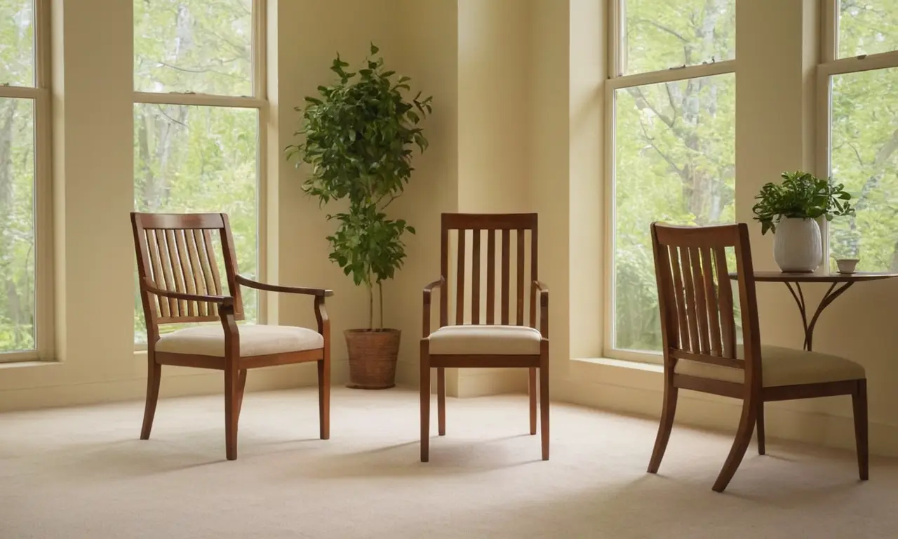 Chambre accueillante avec chaise en bois