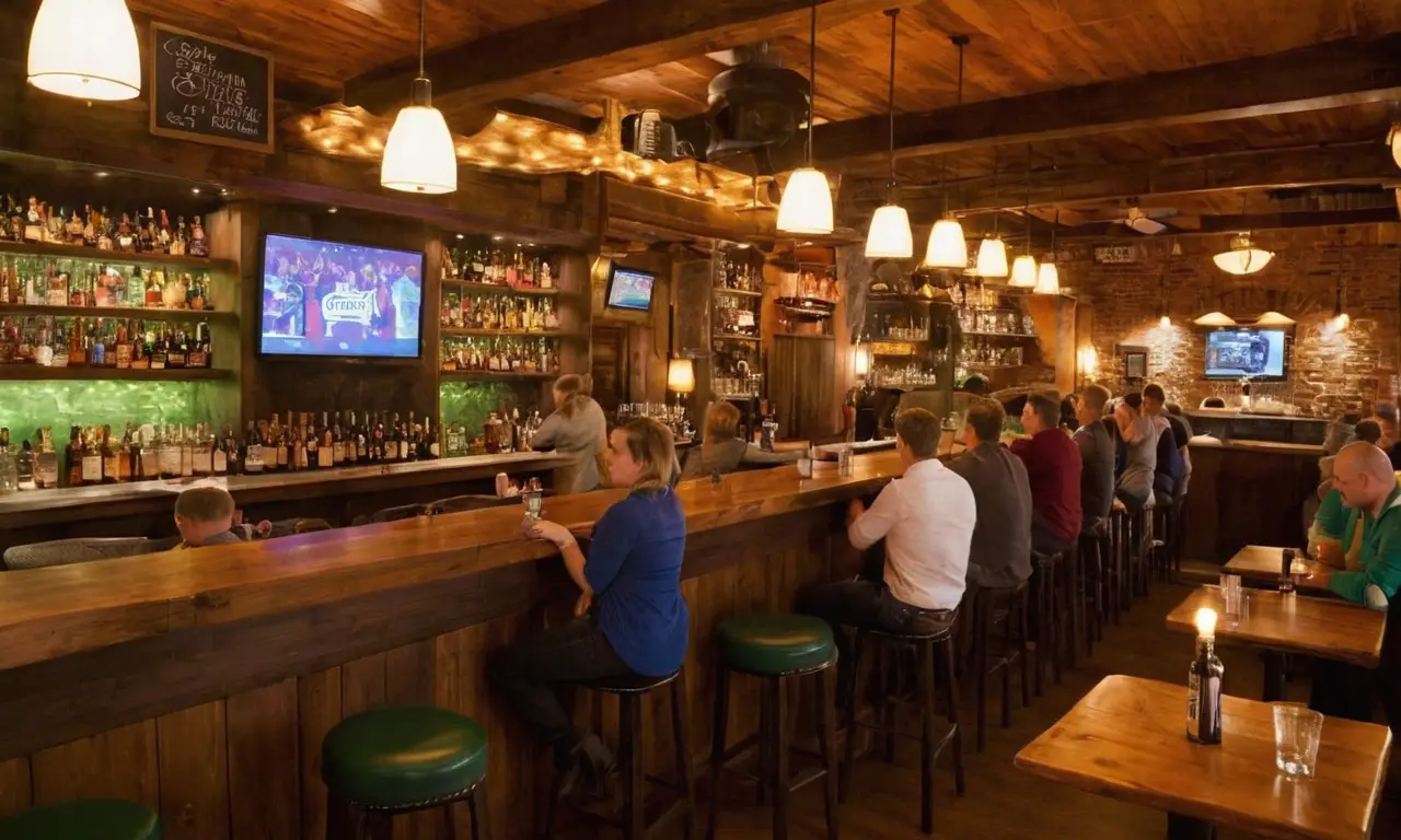 Bar sportif animé avec ambiance chaleureuse