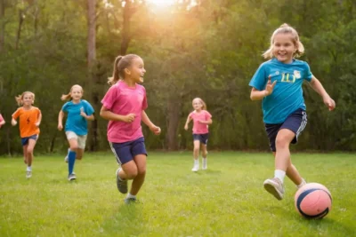 Enfants jouant joyeusement dans un parc