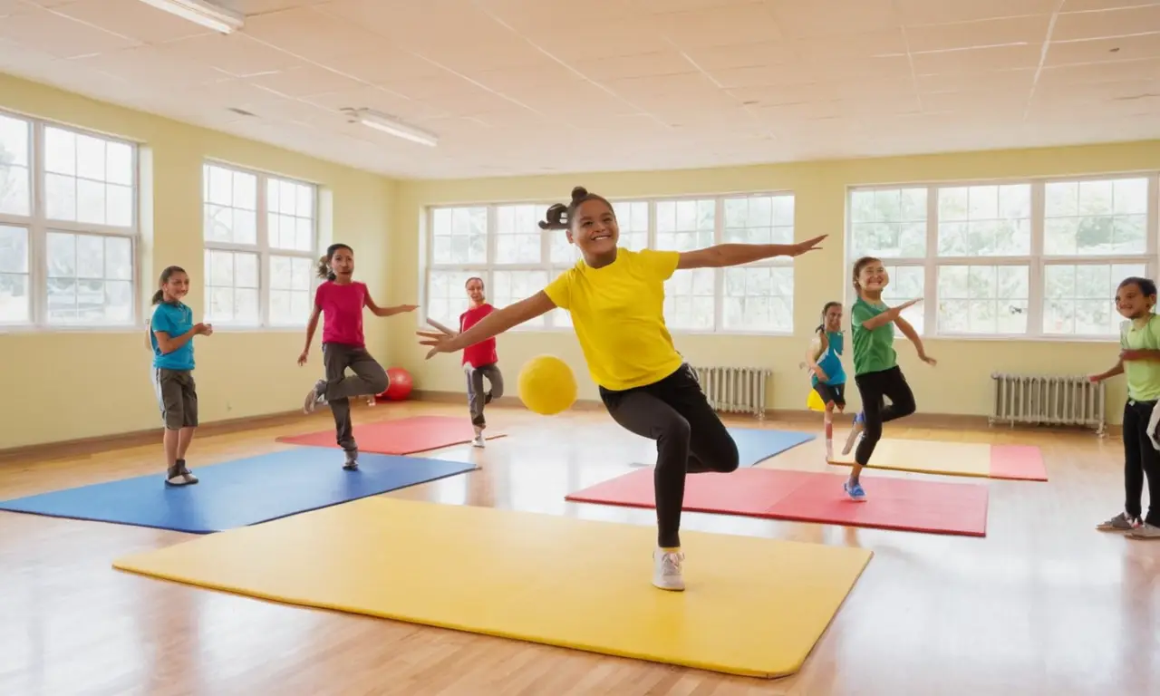 Salle de sport animée, enfants en pleine activité