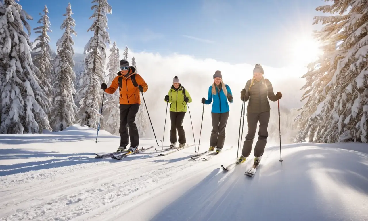 Paysage dhiver vivant avec skieurs dynamique