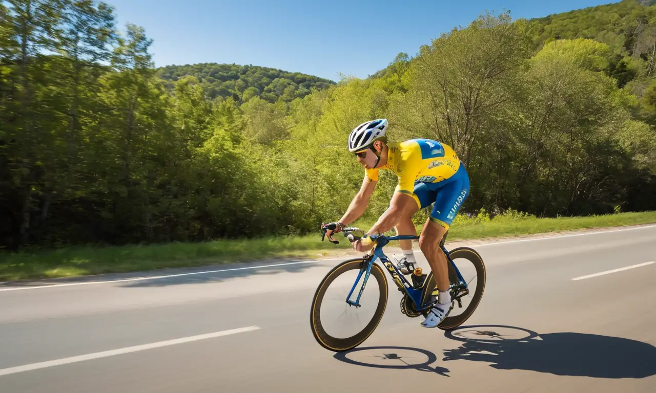 Un cycliste performant sur une route verdoyante