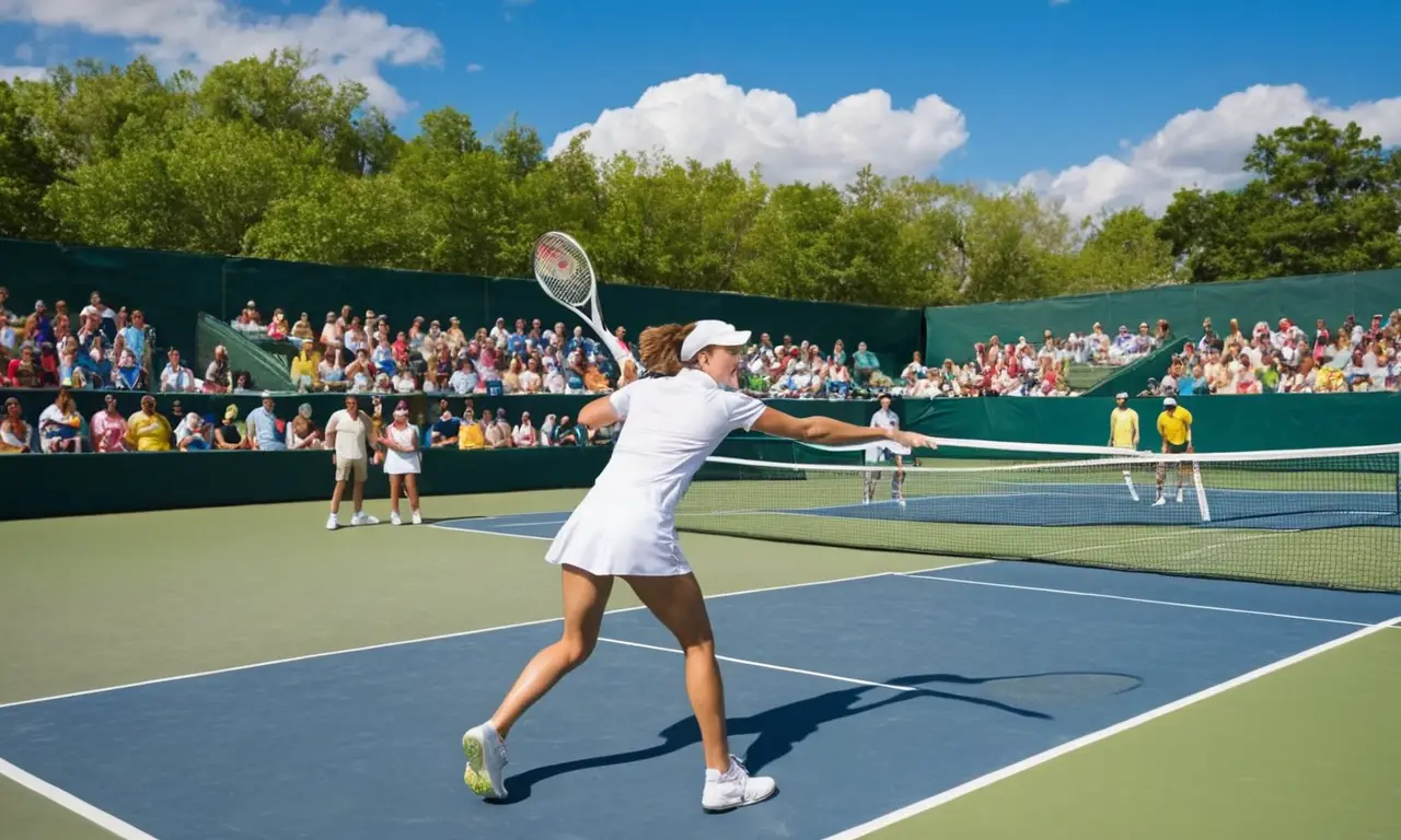 Match de tennis animé sous un ciel bleu