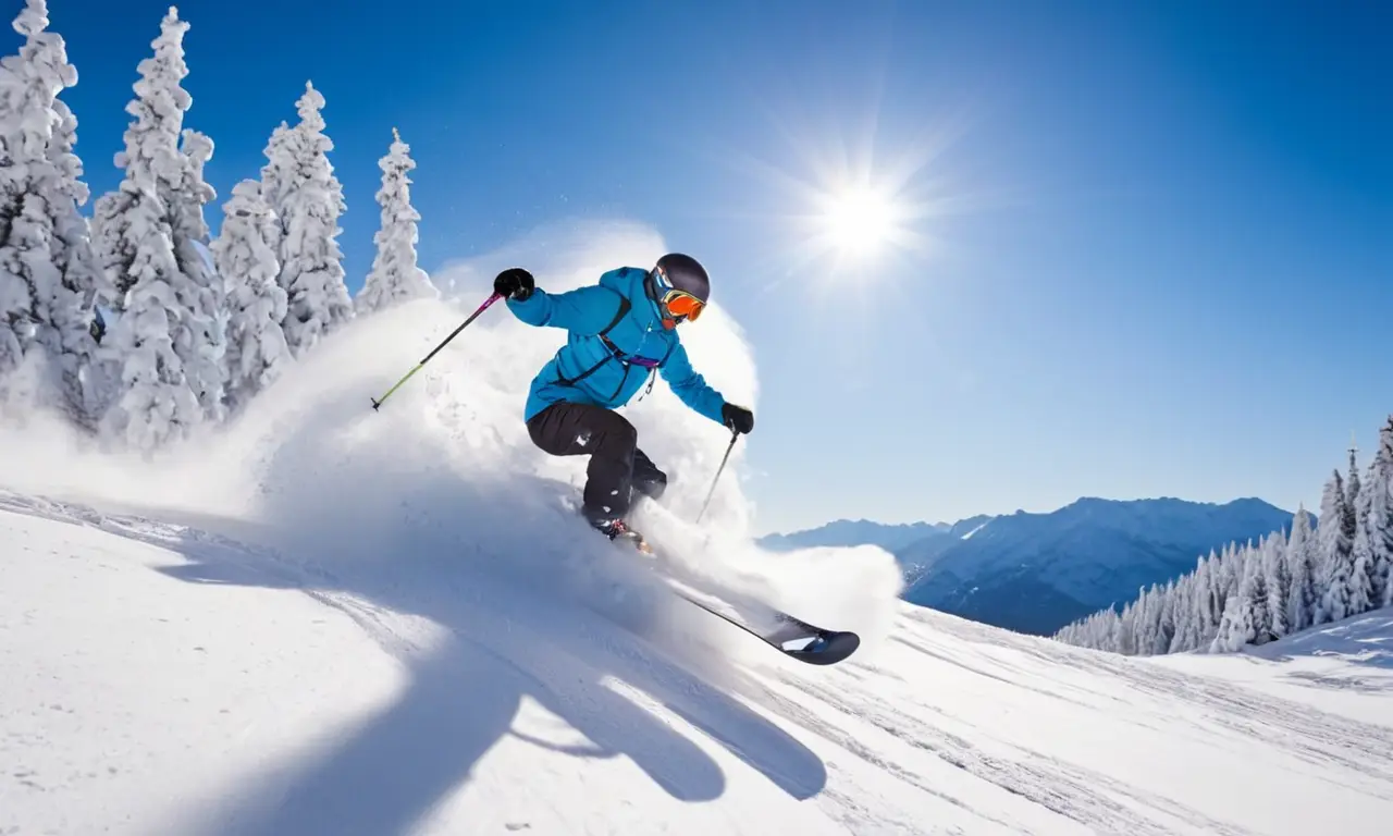 Surf dynamique sur neige avec paysages époustouflants