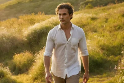 Un homme pensif dans un paysage vibrant