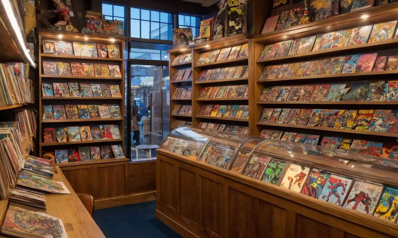 Une librairie de bande dessinée animée et chaleureuse