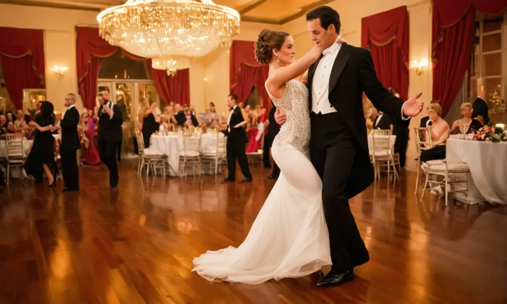 Danseurs élégants dans une salle de bal