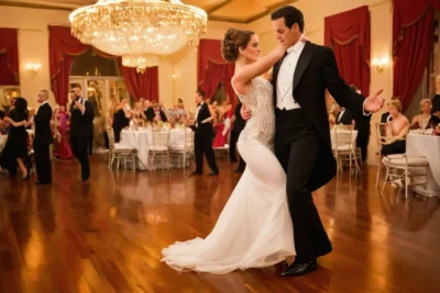 Danseurs élégants dans une salle de bal