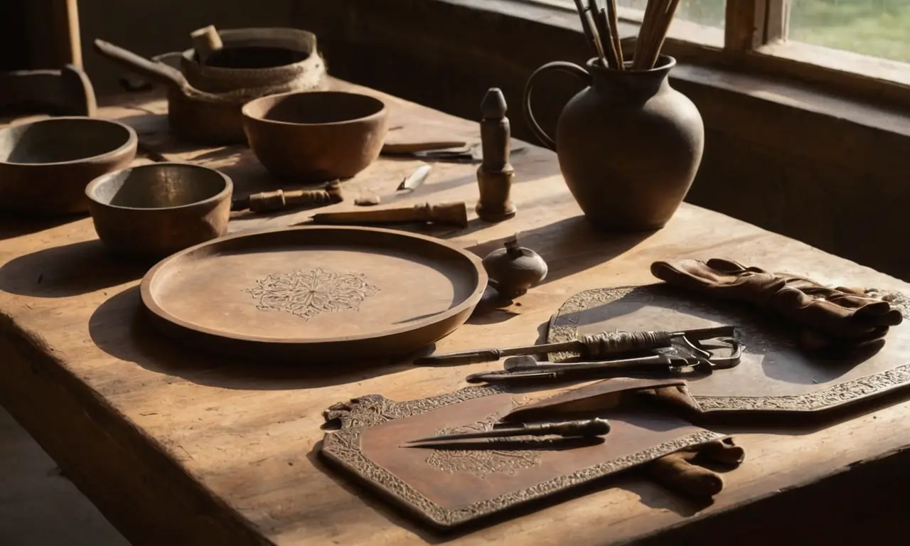 Atelier lumineux avec outils dgravure harmonieux