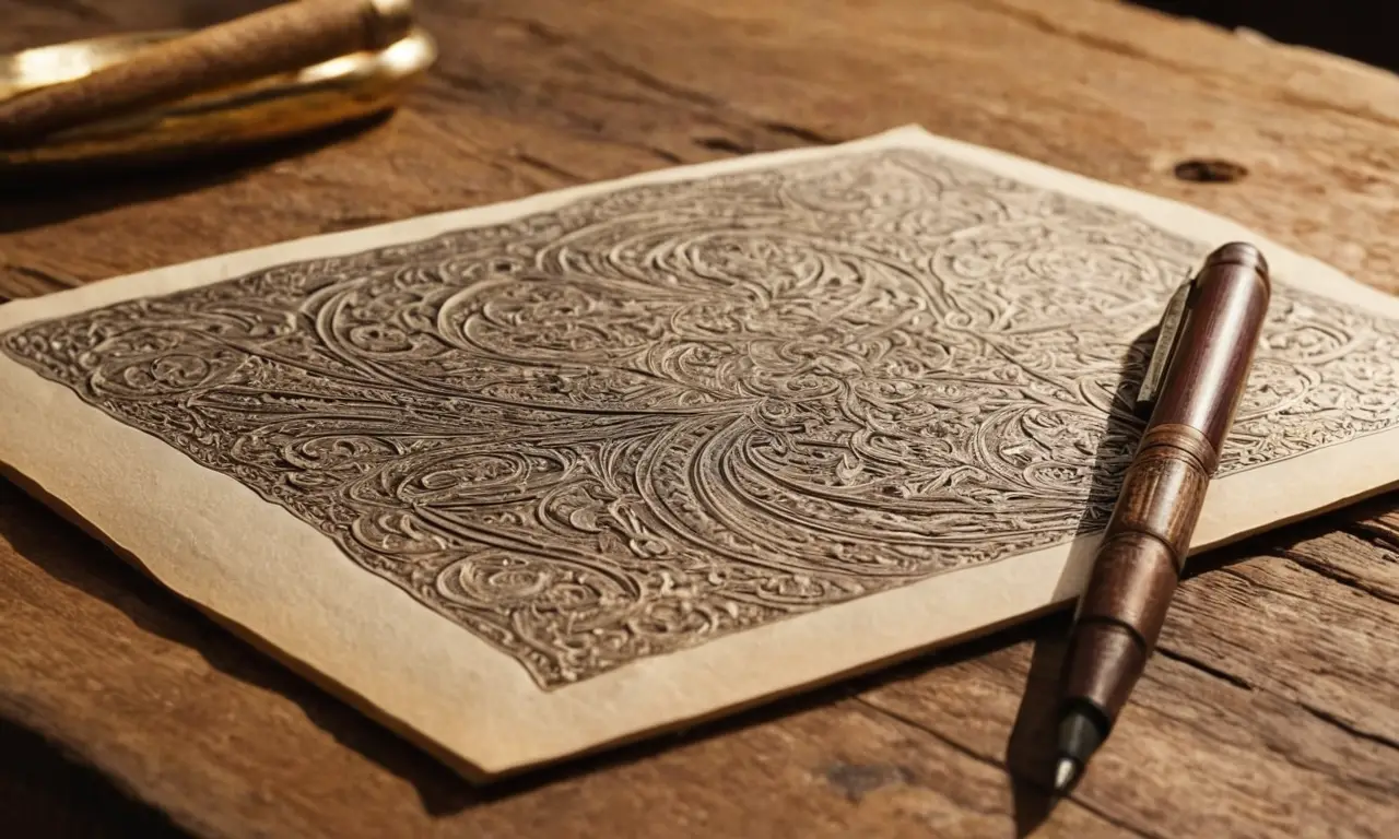 Outils gravés sur une table en bois