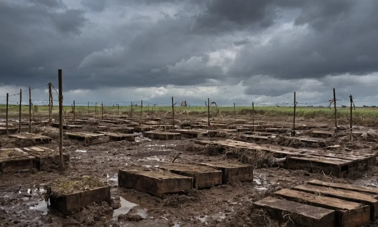 Un paysage de guerre désolé et usé
