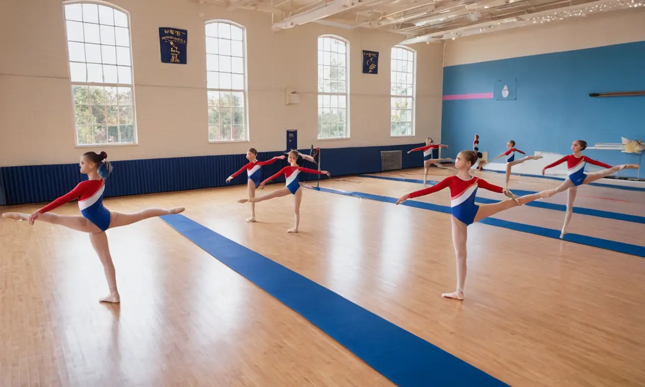 Enfants s’entraînant à la gymnastique rythmique