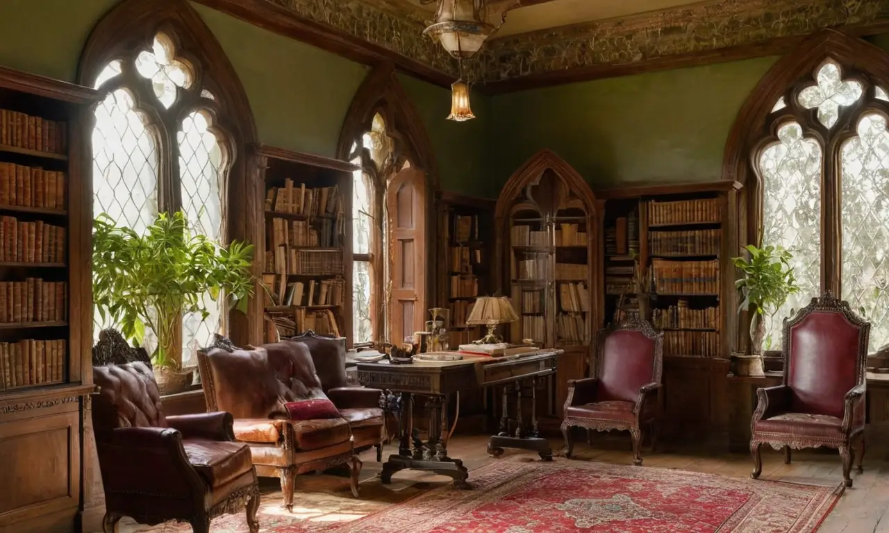 Bibliothèque riche en détails et atmosphère paisible