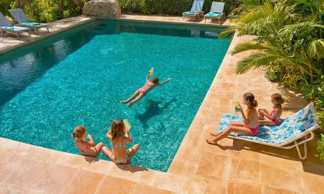 Enfants joyeux au bord dune piscine