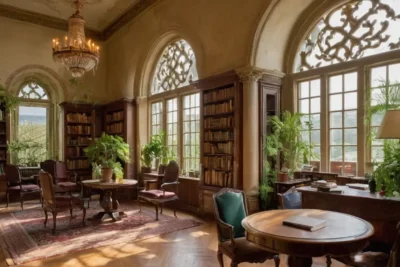 Une bibliothèque ensoleillée