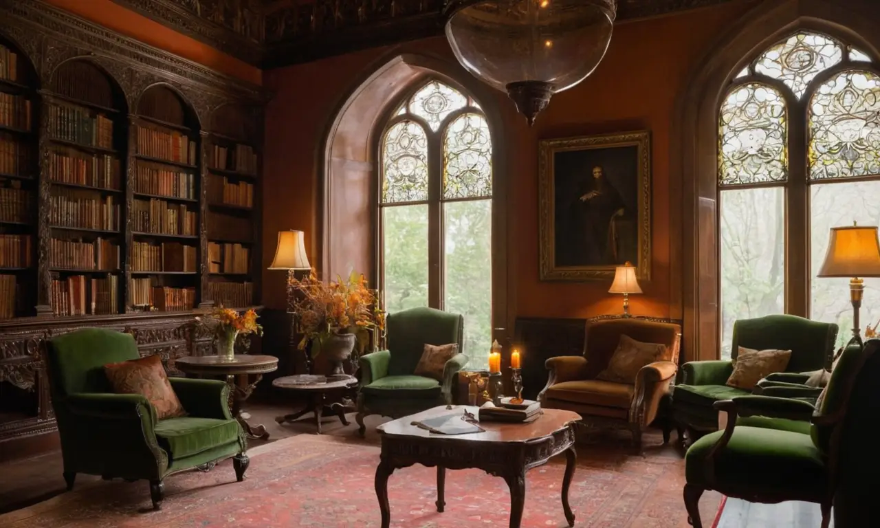 Bibliothèque ancienne, livres et lumière dorée