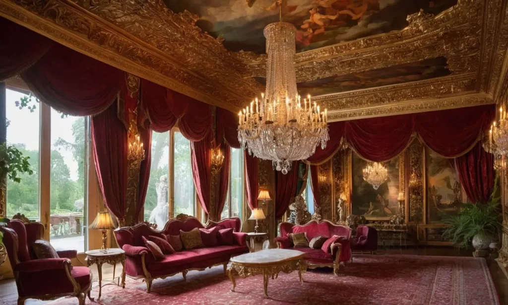 Chambre opulente avec décor baroque somptueux