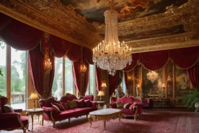 Chambre opulente avec décor baroque somptueux
