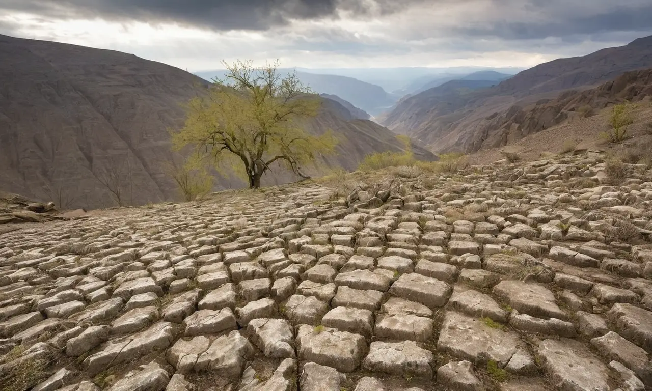 Un paysage désolé avec lumière et ombres