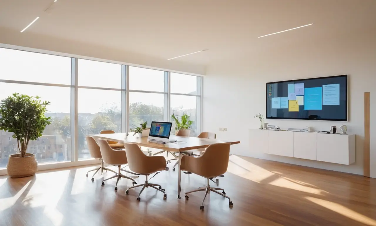 Bureau moderne dynamique avec innovation collaborative