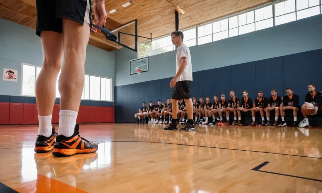 Terrain de basket animé avec joueur et public